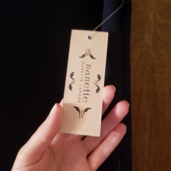 NWT Nanette Lepore navy blue swing with white floral lace trim - Picture 8 of 8